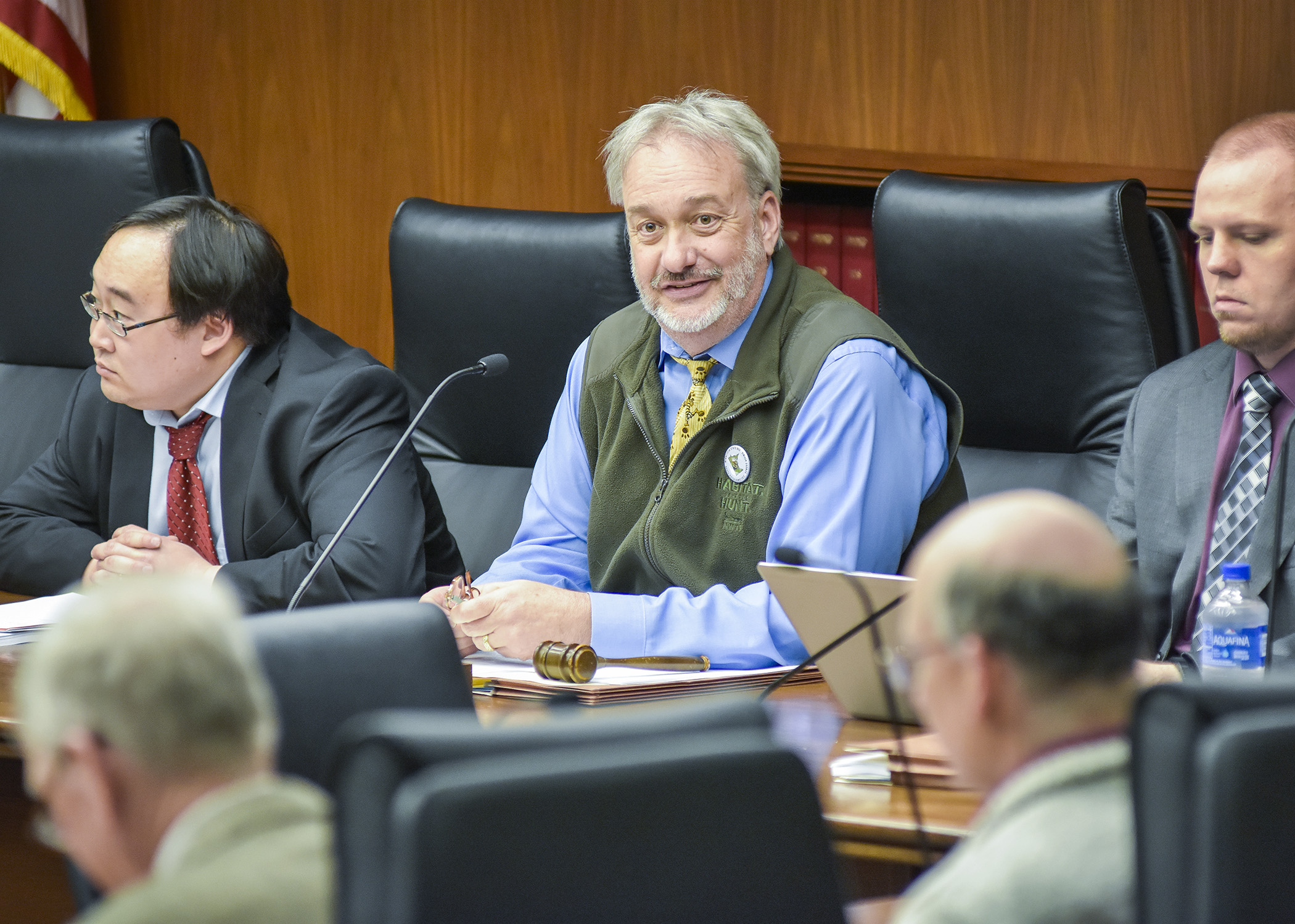 Rep. Rick Hansen, chair of the House Environment and Natural Resources Finance Division, comments during a May 23 informational hearing on the omnibus environment and natural resources bill. Photo by Andrew VonBank